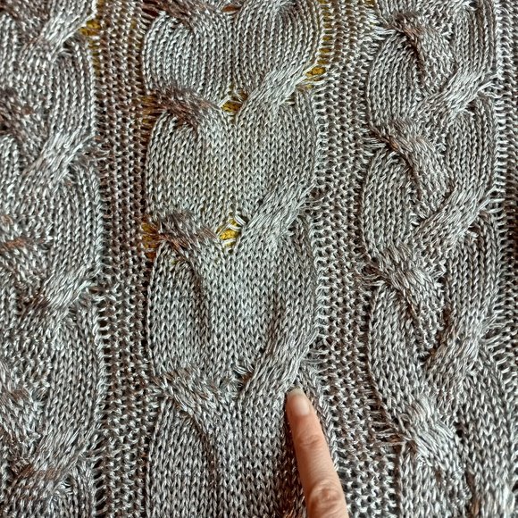 Rag & Bone Metallic Silver Emma V Neck Sweater Size S Academia Preppy Old Money - Picture 7 of 14